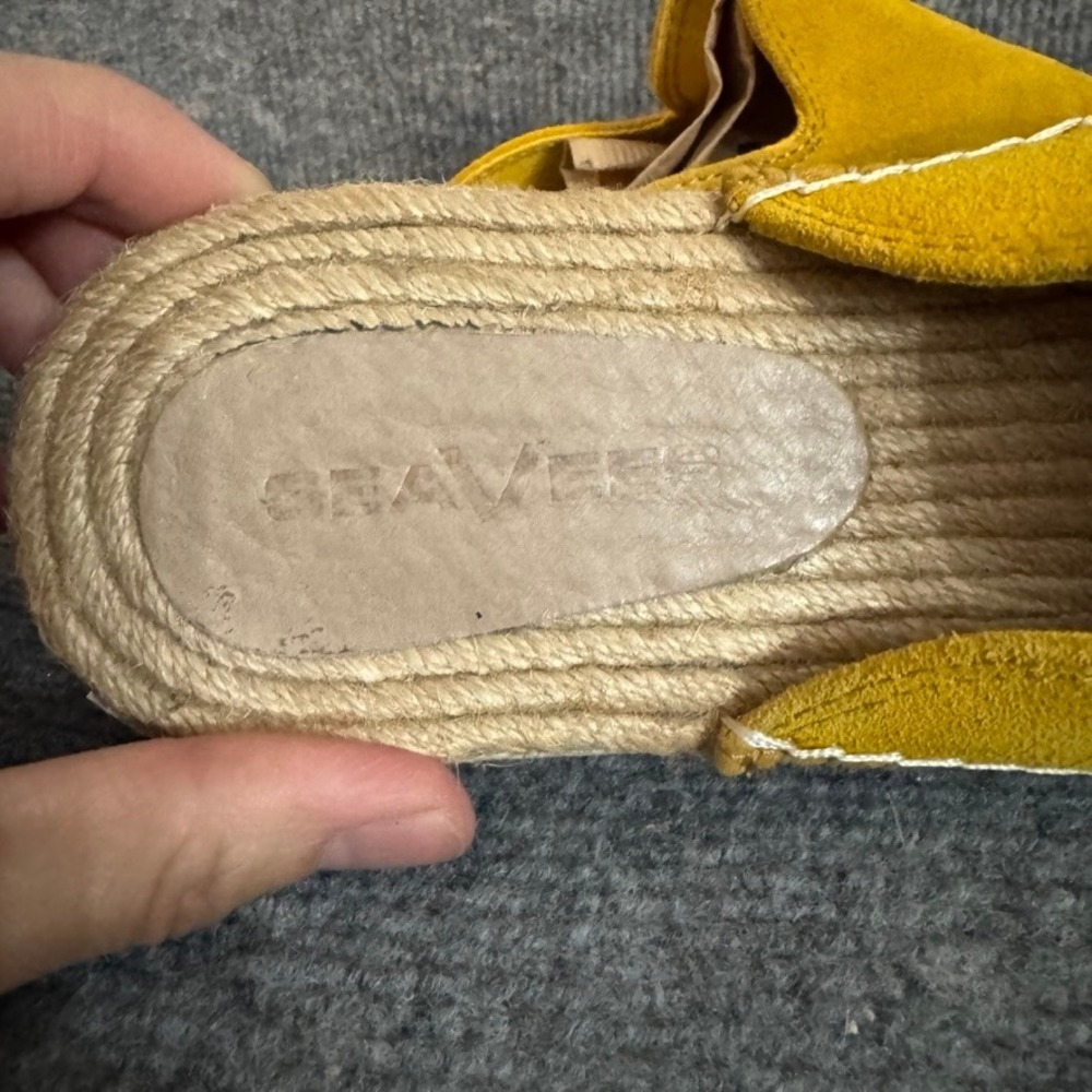 SeaVees Ocean Park Espadrille Mules Yellow Suede Slip On Shoes Women 9.5 - Picture 8 of 9